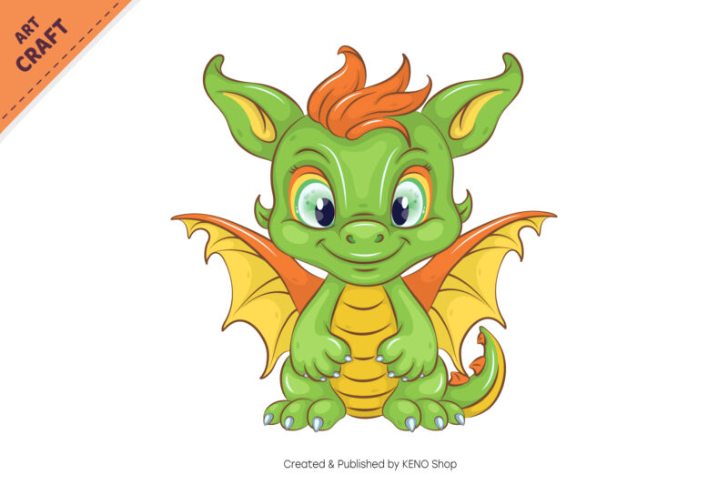 Colorful cartoon dragon. Fantasy clipart.