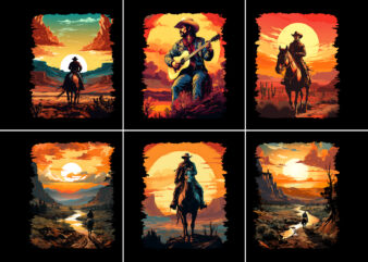 Cowboy T-Shirt Graphic illustration Bundle