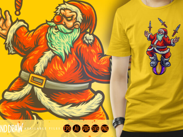 Creepy evil santa clown circus nightmare t shirt vector file