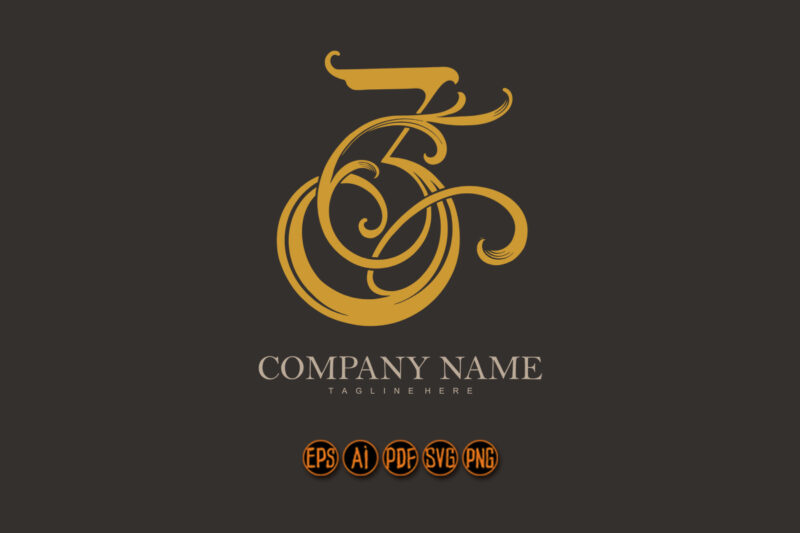 Delight elegant vintage gold number 3 monogram logo