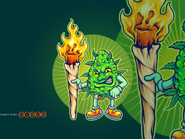 Delightful world funny monster cannabis buds t shirt vector illustration
