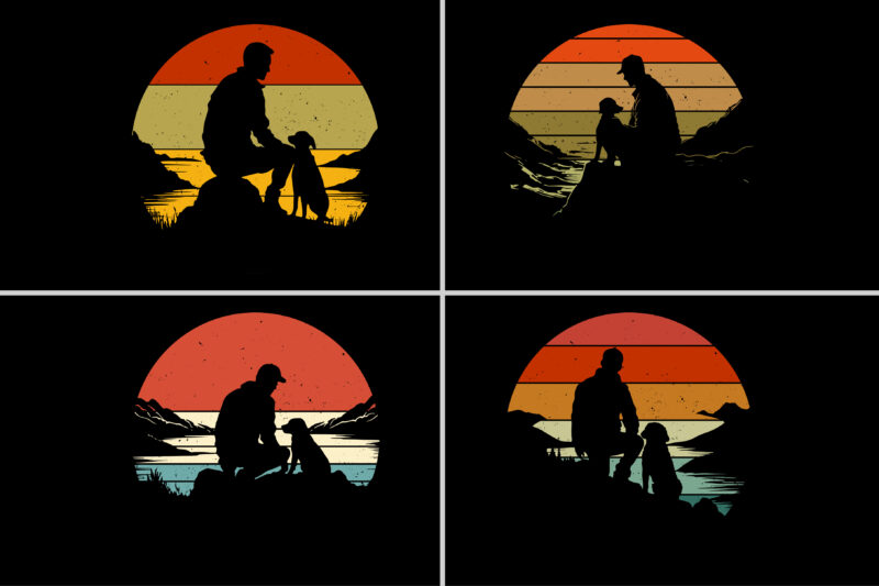 Dog Lover Sunset Colorful T-Shirt Graphic