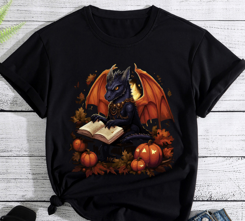 Dragon Reading Books Pumpkin Autumn Teachers Halloween PC