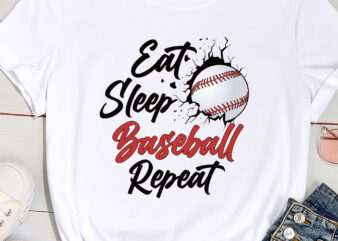 Eat Sleep Baseball Repeat Funny Baseball Players Kids Boys T-Shirt PC