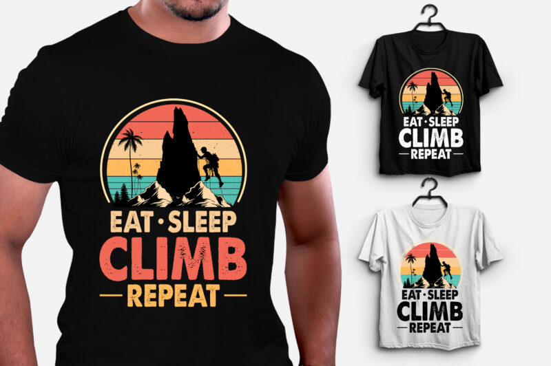 Eat Sleep Climb Repeat Climbing T-Shirt Design