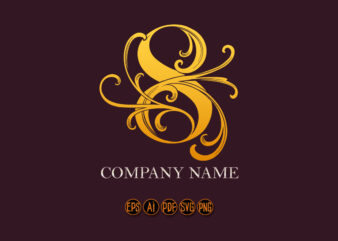 Elegance classic gold floral number 8 monogram logo vector clipart