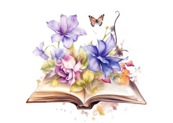 Fairy Flower Book Watercolor Clipart t shirt graphic design
