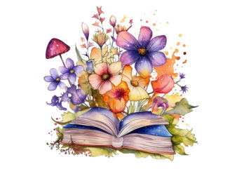 Fairy Flower Book Watercolor Clipart t shirt graphic design