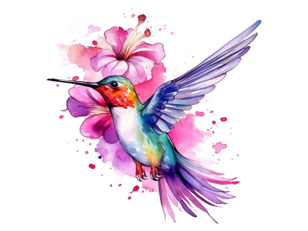 Fairy hummingbird watercolor clipart png t shirt graphic design