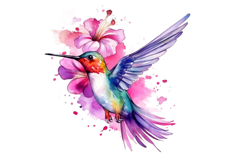 Fairy Hummingbird Watercolor Clipart png