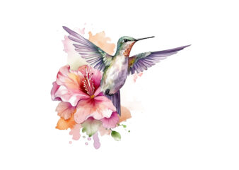 Watercolor Clipart Fairy Hummingbird