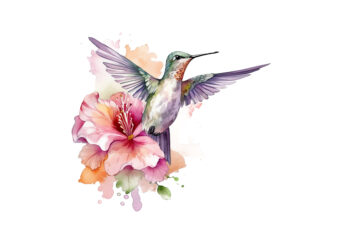 Watercolor Clipart Fairy Hummingbird t shirt design for sale