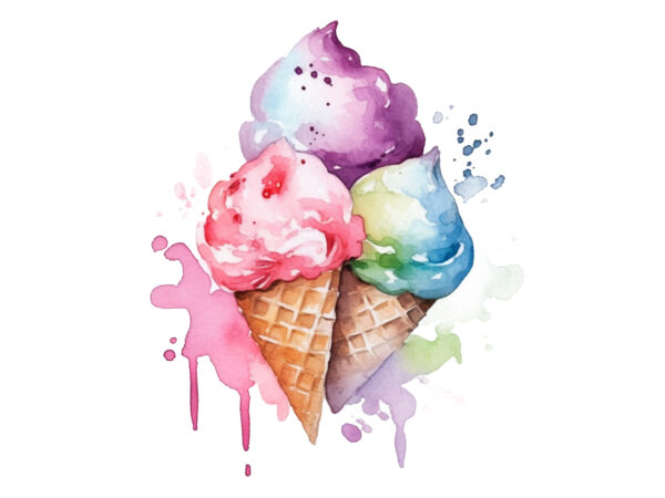 Fairy ice cream watercolor clipart t shirt graphic design