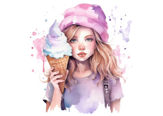 Fairy Ice Cream Watercolor Clipart png t shirt graphic design