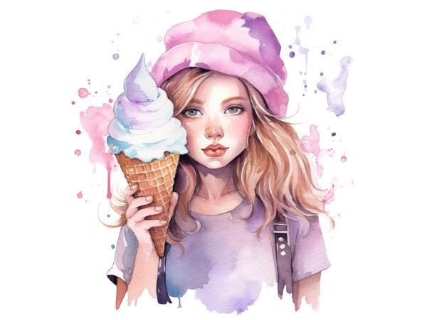 Fairy ice cream watercolor clipart png t shirt graphic design