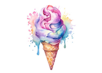 Fairy Ice Cream Watercolor Clipart