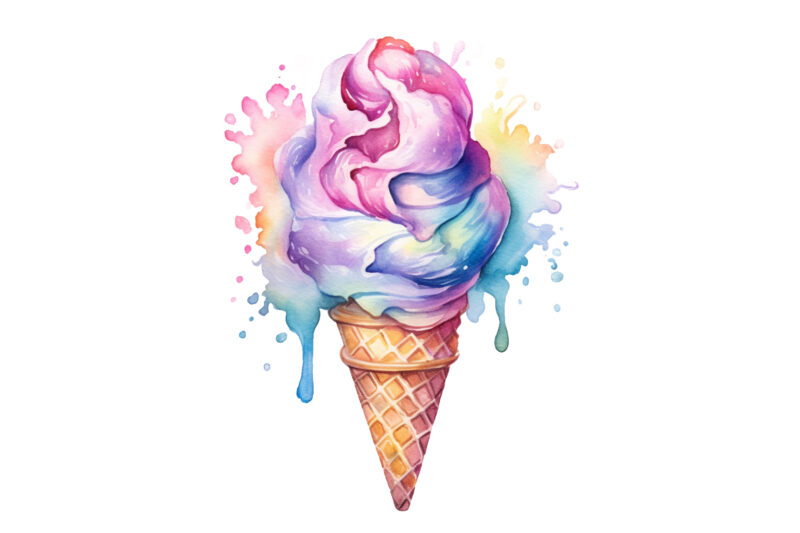 Fairy Ice Cream Watercolor Clipart