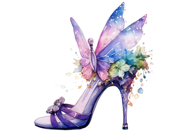 Fairy shoe watercolor clipart t shirt graphic design
