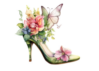 Fairy Shoes Flower Watercolor Clipart