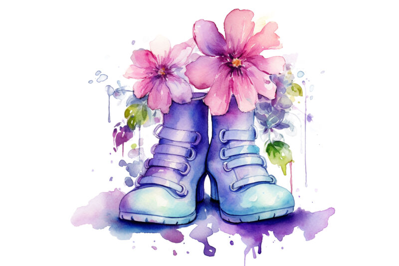 Fairy Shoes Flower Watercolor Clipart