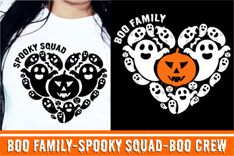 Family Halloween Monogram SVG Shirt Vector Design, Spooky Squad, Boo Family, Boo Family, Funny Halloween, Cute Halloween