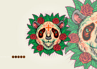 Festive floral panda dia de los muertos