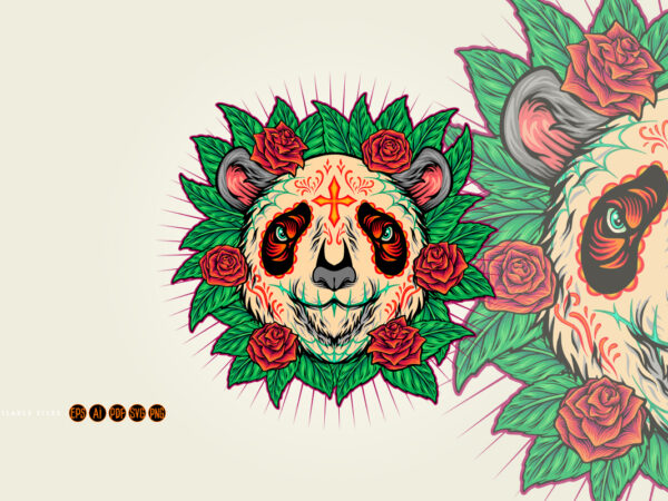Festive floral panda dia de los muertos t shirt graphic design