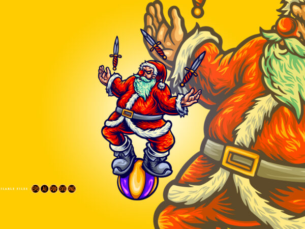 Festivities christmas circus with santa claus clown t shirt graphic design Festivities christmas circus with santa claus clown t shirt graphic design