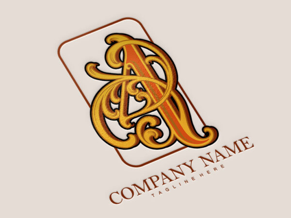 Flourish vintage elegant gold number 4 monogram logo t shirt graphic design