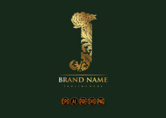 Flourishing elegance initial J letter monogram logo t shirt graphic design