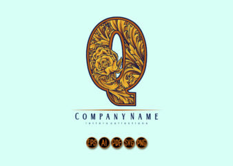 Flourishing luxury timeless Q monogram letter logo t shirt graphic design