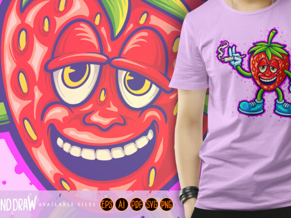 Fruity fun strawberry joint smoking cannabis t shirt graphic design