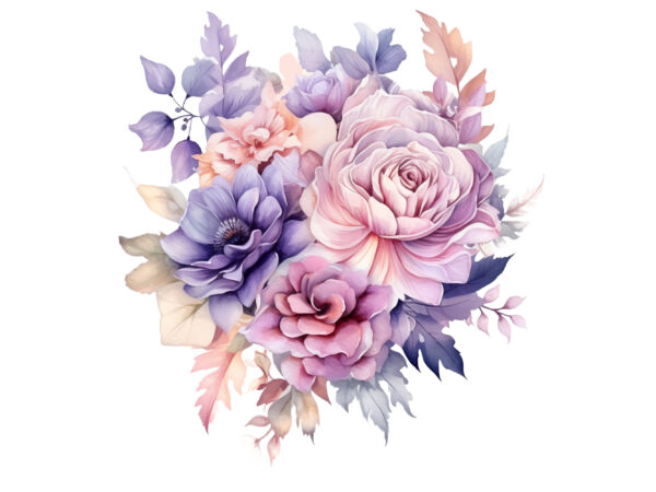 Floral bouquet watercolor clipart t shirt graphic design