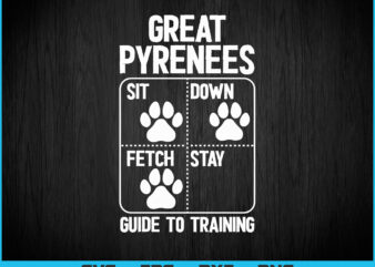 Great Pyrenees Guide To Training Funny Dog Pet Lover T-shirt Design Svg Png Files