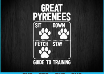 Great Pyrenees Guide To Training Funny Dog Pet Lover T-shirt Design Svg Png Files