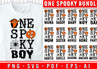 Halloween Family T shirt Design Vector Bundle, One Spooky Family SVG Bundle