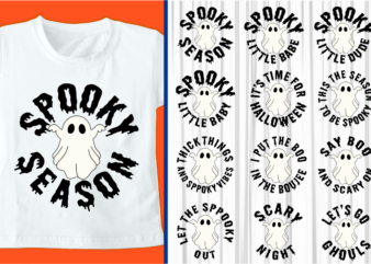 Kids Halloween T shirt Design Bundle, Funny Halloween SVG Bundle, Spooky Season
