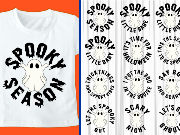 Kids halloween t shirt design bundle, funny halloween svg bundle, spooky season