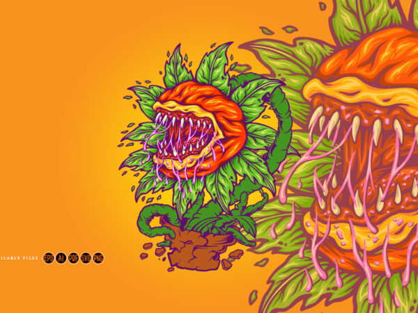 Halloween fantasy terrifying plant monster graphic t shirt