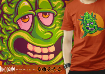 High humor funny monster weed bud graphic t shirt