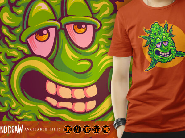High humor funny monster weed bud graphic t shirt