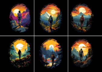 Hiking T-Shirt Graphic illustration Bundle
