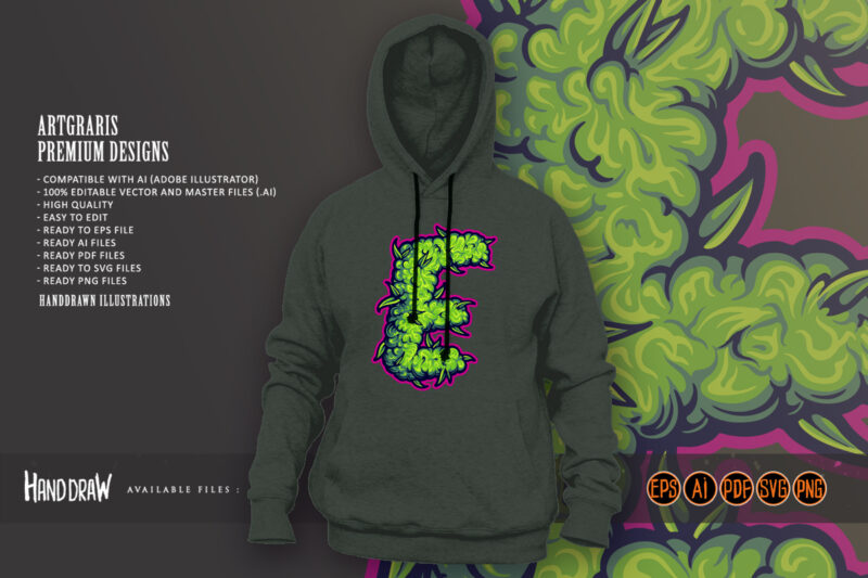 Capital letter E cannabis monogram style