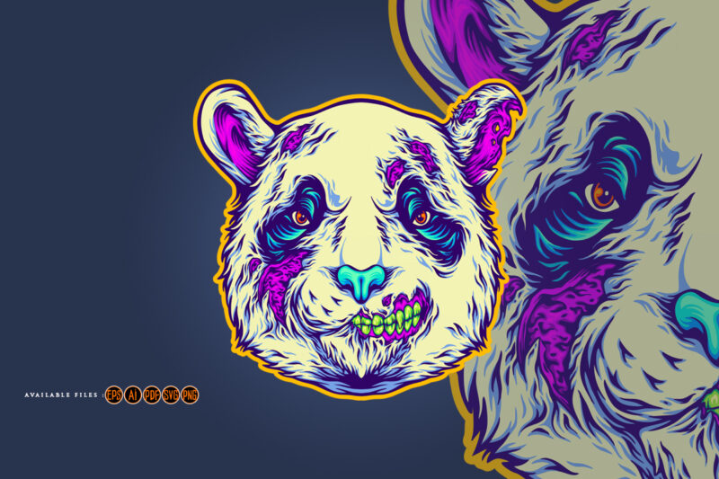 Imagination horror scary panda head zombie