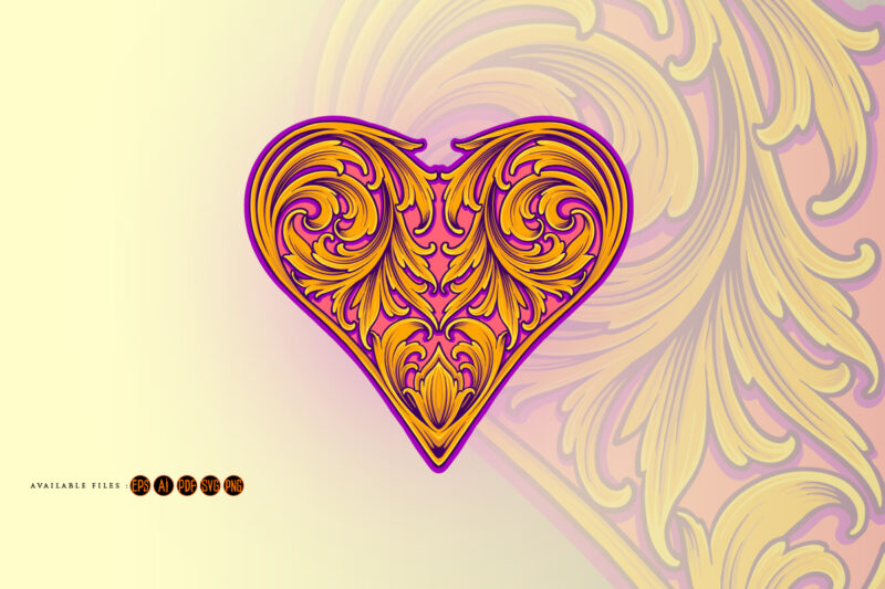 Intricate engraved victorian heart shaped ornament
