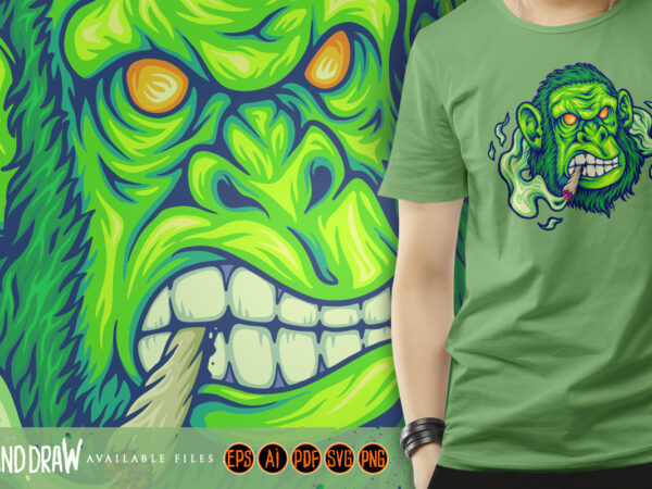 Joint angry gorilla cannabis smoke vector clipart