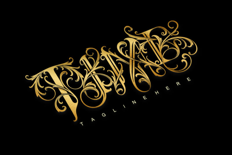 Charm elegant gold time lettering monogram logo