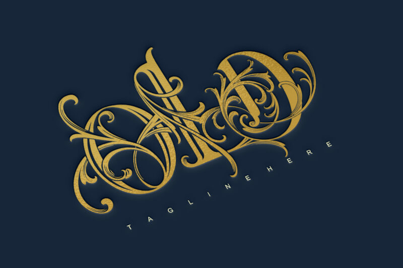 Timeless charm old lettering gold monogram logo