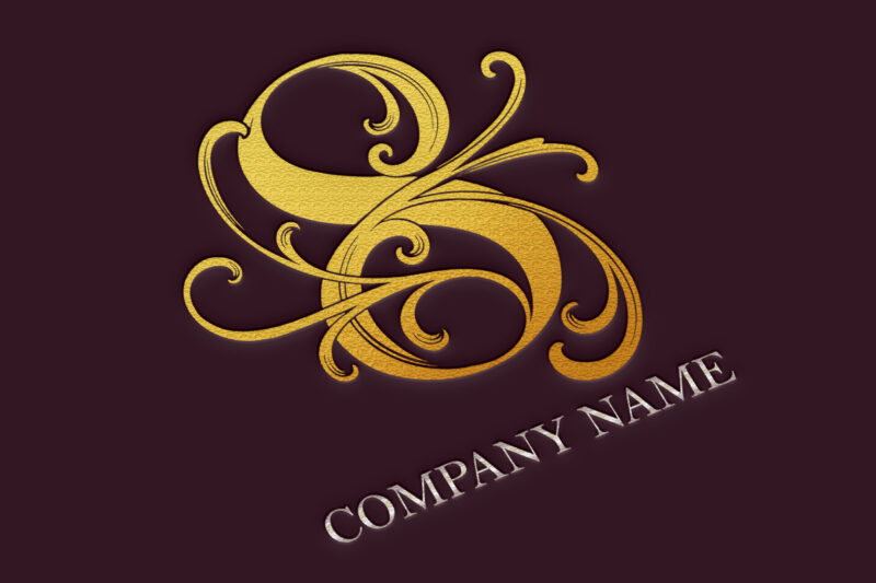 Elegance classic gold floral number 8 monogram logo