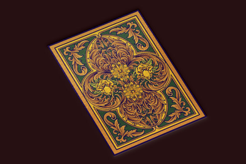 Elegant engraved floral ornament for playing cards
